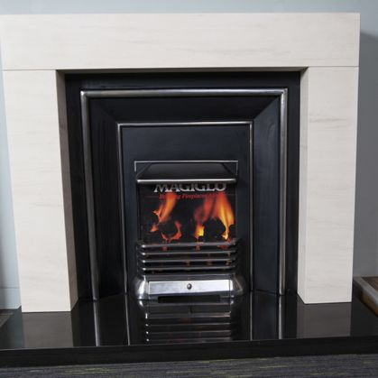 Cube Limestone Fireplace