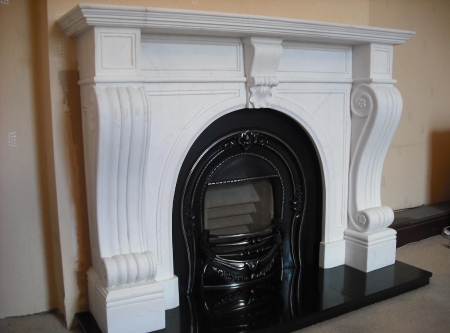 Hand carved marble fireplace - Majestic