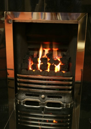 Gas Fire Silver and Black with Coals