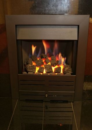 Gas Fire Black with Coals