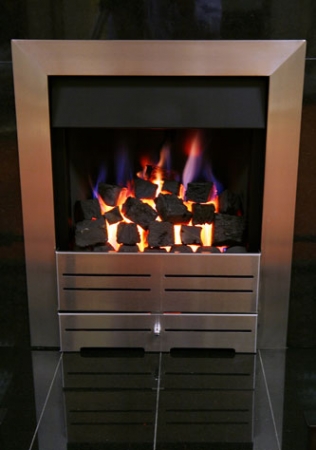 Gas Fire Silver with Coals