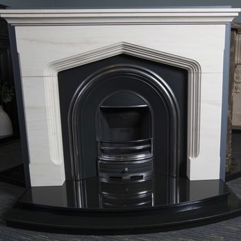 Tudor Arch Hand Carved Limestone Fireplace